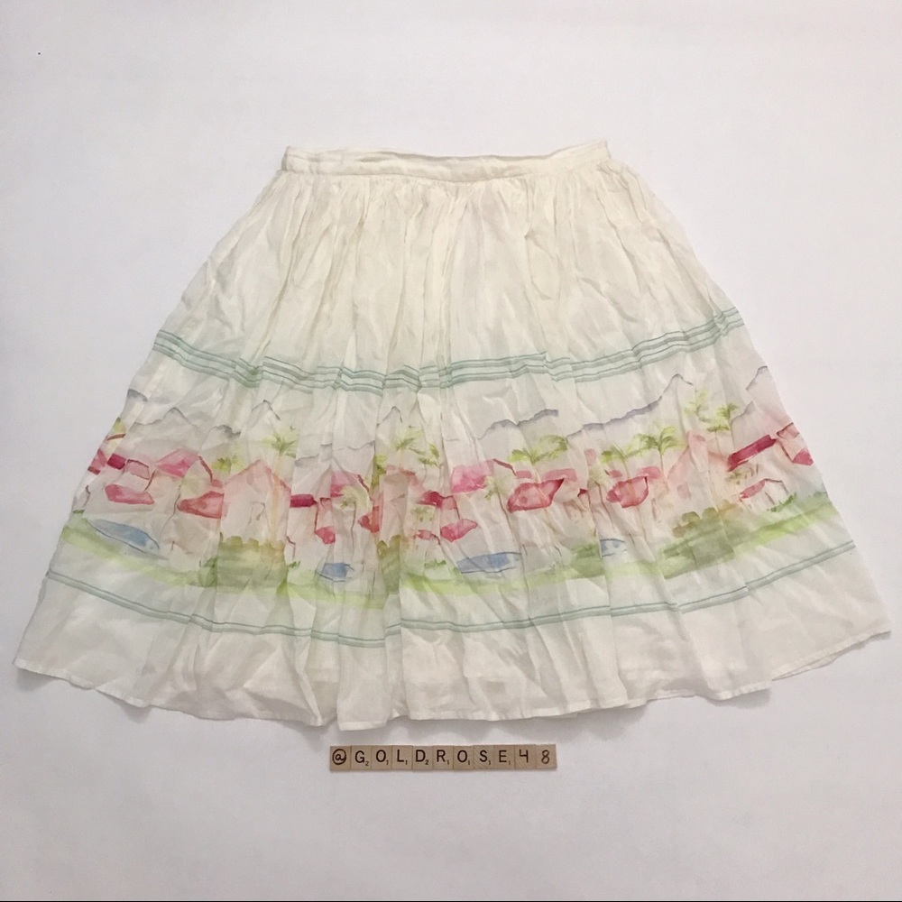 Joie Sacha tropical scene flowy skirt